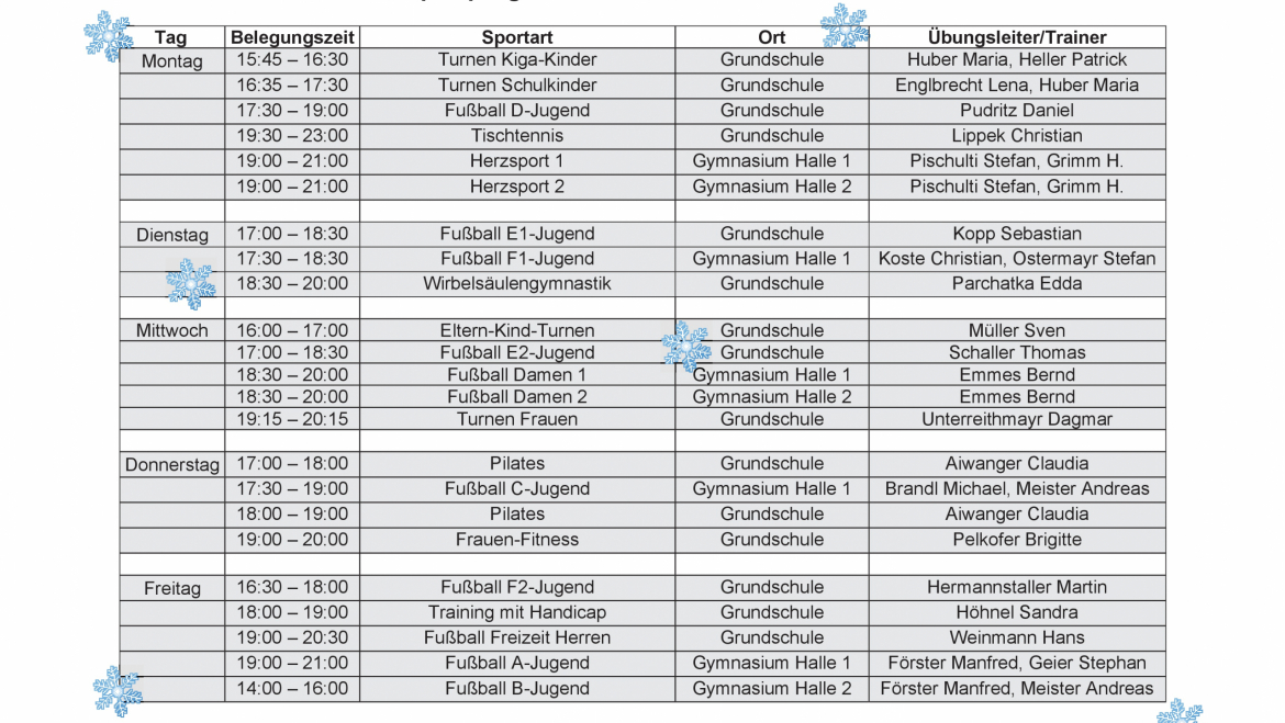 Wintersportprogramm 2022/2023